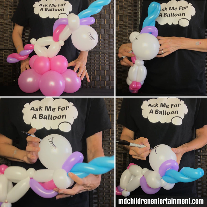 Unicorn balloon animals! Hire us for kids birthday parties and corporate events in Newmarket, Ontario!