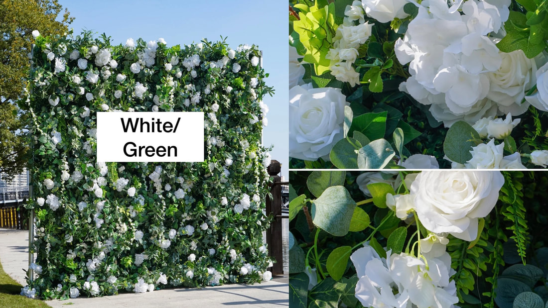 Green and white flower wall rental. Serving Newmarket, Aurora, Bradford, Holland Landing and more gta areas.