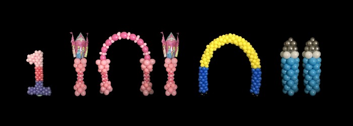 Balloon sculptures, columns and arches. We love decorating parties and events with balloons!