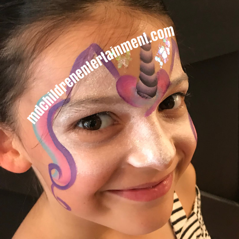 Unicorn quick face painting by Face Painter Tanya